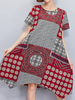 Ethnic Printed Irregular Hem Short Sleeve Vintage Dresses