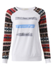 Ethnic Printed Raglan Preppy Style Long Sleeve Women Shirt