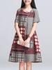 Ethnic Printed Short Sleeve Crew Neck Vintage Dresses