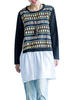 Ethnic Printed Splicing Loose Long Sleeve Women Shirt Dress