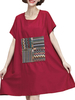 Ethnic Style Embroidery Patchwork A-Line Dress For Women