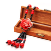 Ethnic Style Jewelry Artificial Jade Flower Resin Paint Beads Necklace