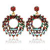Ethnic Style Jewelry Earrings Rainbow Beads Rhinestone Circle Earrings for Women