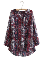Ethnic Style Long Sleeves Loose Printed Shirts