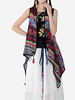 Ethnic Style Women Floral Sleeveless High Low Chiffon Cardigan