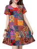 Ethnic Style Women Geometric Pattern Printed Mini Dress