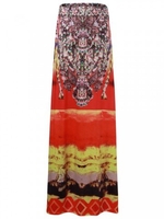 Ethnic Style Women Printed Elastic Waist Beach Floral Fitted Maxi Skirt