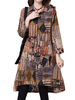 Ethnic Vintage Printing Turn-down Collar Long Sleeve Button Cardigan For Women