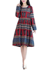 Ethnic Women Long Sleeve High Waist Vintage Dresses