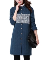Ethnic Women Single Breasted Round Neck Long Cotton Coat