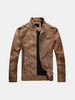 European American Style Thicken Warm PU Leather Jacket Motorcycle Coat For Men