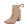 European Style Zipper Lace Pure Color Square Heel Boots