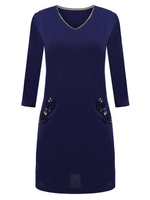Evening Party Quarter Solid V-neck Mini Dress