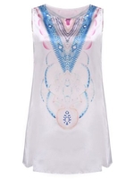 Evening Party Ethnic Printed Sleeveless Loose Women Tank Mini Dress