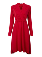Evening Party Solid Deep V-Neck Asymmetric Drawstring Dress