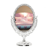 Exquisite Oval Double-sided Makeup Vanity Mirror Classical Toilet Glass Stand Mirrors