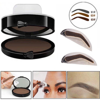 Eyebrow Stamps Kit Pigments Black Brown Brows Mineral Powder Palette Eyebrows Makeup 3 Colors