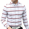 Fall Long Sleeve Striped Plaid Loose Business Casual Dress Shirt for Men