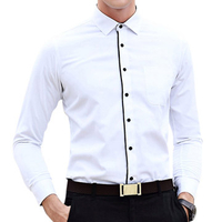 Fall Long Sleeves Slim Fit Printing Casual Business Dress Shirt for Men