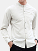 Fall Stand Collar Long Sleeve Cotton Casual Business Solid Color Dress Shirt for Men