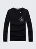 Fall Winter Mens Hooks Printing Round Neck Cotton Casual Long Sleeve T-shirts