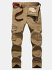 Fall Winter Mens Multi-pocket Outdoor Loose Solid Color Cotton Cargo Pants