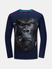 Fashion 3D Chimpanzee Animal Pattern Printing Cotton Long Sleeve Plus Size T-Shirt For Men
