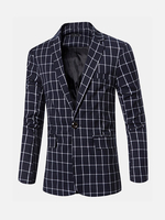 Fashion Business Plaids Printing Slim Fit Single Breasted Suits Blazers for Men