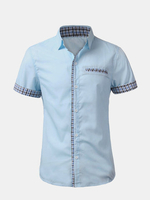 Fashion Business Simple Style Plaids Short Sleeve Dress Shirts for Men