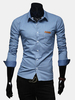 Fashion Casual Button-Down Slim Fit Long Sleeve Plaids Printing Dress Shirts for Men