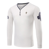 Fashion Casual Printing Button Slim Fit V-Neck Long Sleeve T-Shirt For Men