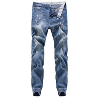 Fashion Casual Stone Washed Skinny Holes Biker Jeans for Men