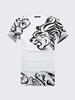 Fashion Chinese Style Tee Top Lion Ink Drawing Printing Cotton O-neck Casual Summer T-shirt for Men