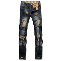 Fashion Coolest Vintage Holes Personality Stone Washed Jeans for Men