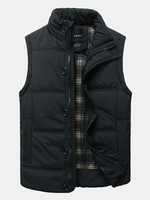 Fashion Cotton Thick Warm Vest Casual Slim Fit Stand Collar Coat For Men