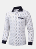 Fashion Dots Printing Business Long Sleeve Dress Shirts for Men