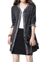 Fashion Elegant Pure Color Tassels Stitching Cotton Cardigan For Women