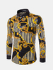 Fashion Floral Pattern Slim Fit Turndown Collar Long Sleeve Shirts For Men