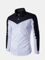 Fashion Long Sleeve Casual Mixed Colors Button Front Tops Formal Band Collar Dress Shirts for Men