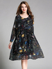 Fashion Loose Star Printing Round Neck Chiffon Dress For Women