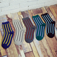 Fashion Men Cotton Vertical Stripe Business Middle Tubes Warm Socks