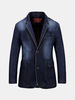 Fashion Mens Denim Suits Turndown Collar Two Buttons Pockets Casual Fall Winter Jackets