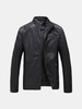 Fashion Motorcycle Style PU Leather Zipper Stand Collar Stitching Shoulder Jackets for Men
