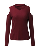 Fashion Off-shoulder V-Neck Long Sleeves Top For Women