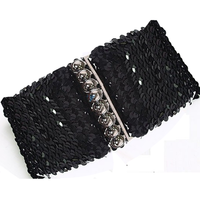 Fashion Paillette Buckle Style Elastic Belt Waistband