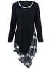 Fashion Plaid Patchwork Round Neck Irregular Hem Dress For Women