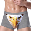 Fashion Sexy 3D Eagle Printing Cotton Mid Rise U Convex Pouch Boxers for Men