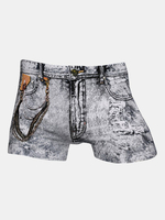 Fashion Sexy Denim Printing Creative Casual Cotton Breathable Soft Boxers for Men