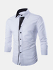 Fashion Solid Color Casual Cotton Long Sleeved Dress Shirts for Men