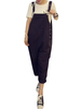 Fashion Solid Color Straps Button Pockets Jumpsuit For Women
